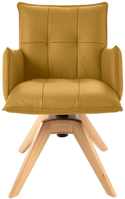 ARMLEHNSTUHL  in Echtleder pigmentiert  - Eichefarben/Gelb, Design, Leder/Holz (86/57/65cm) - Valnatura