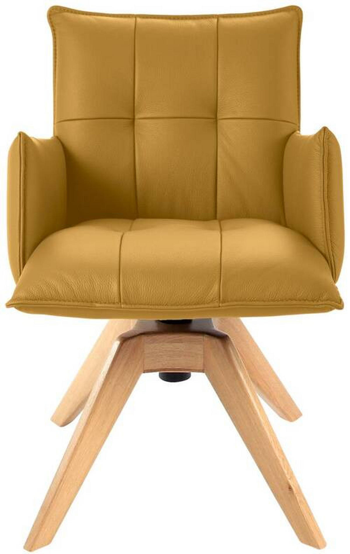 ARMLEHNSTUHL  in Echtleder pigmentiert  - Eichefarben/Gelb, Design, Leder/Holz (86/57/65cm) - Valnatura