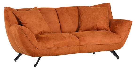3-SITZER-SOFA TABALUGA Mikrofaser Cognac - Cognac/Schwarz, Design, Textil/Metall (203/90/95cm) - Carryhome