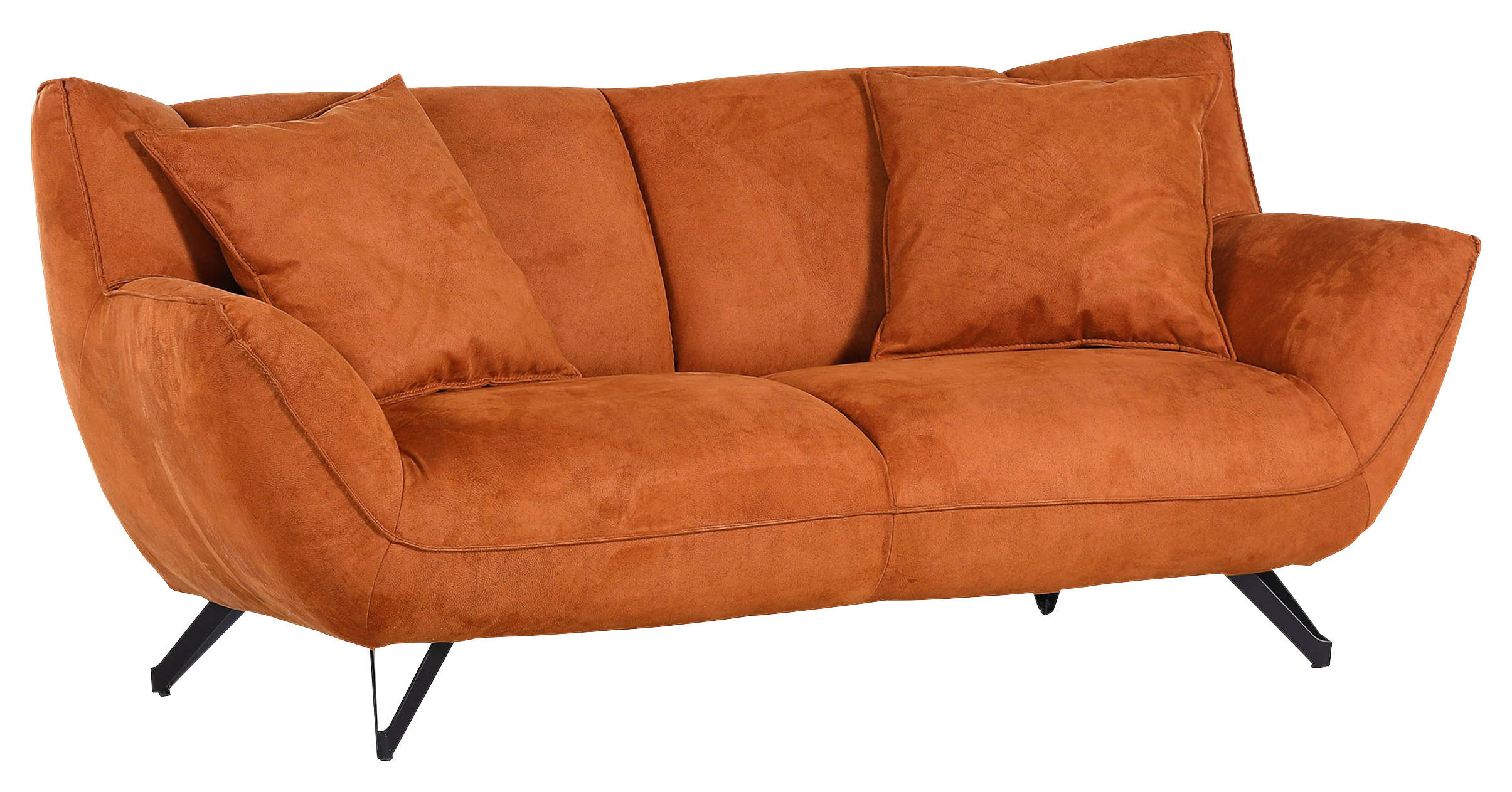 3-SITZER-SOFA TABALUGA Mikrofaser Cognac  - Cognac/Schwarz, Design, Textil/Metall (203/90/95cm) - Carryhome