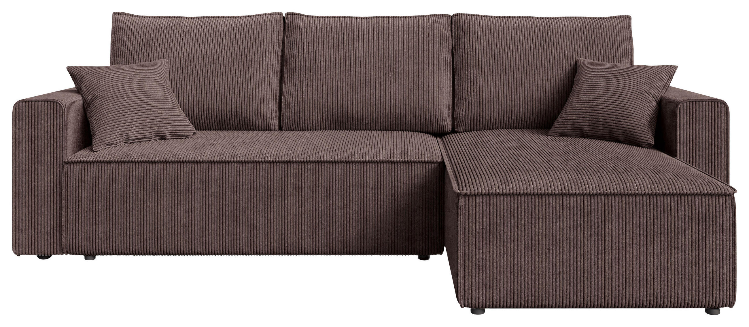 ECKSOFA Braun Cord  - Schwarz/Braun, KONVENTIONELL, Kunststoff/Textil (232/143cm) - Carryhome