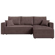 ECKSOFA Braun Cord  - Schwarz/Braun, KONVENTIONELL, Kunststoff/Textil (241/138cm) - Carryhome