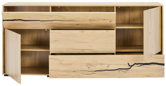 SIDEBOARD  200/89/40 cm 2 Schublade(n)  - Eichefarben/Schwarz, KONVENTIONELL, Holzwerkstoff (200/89/40cm) - Xora