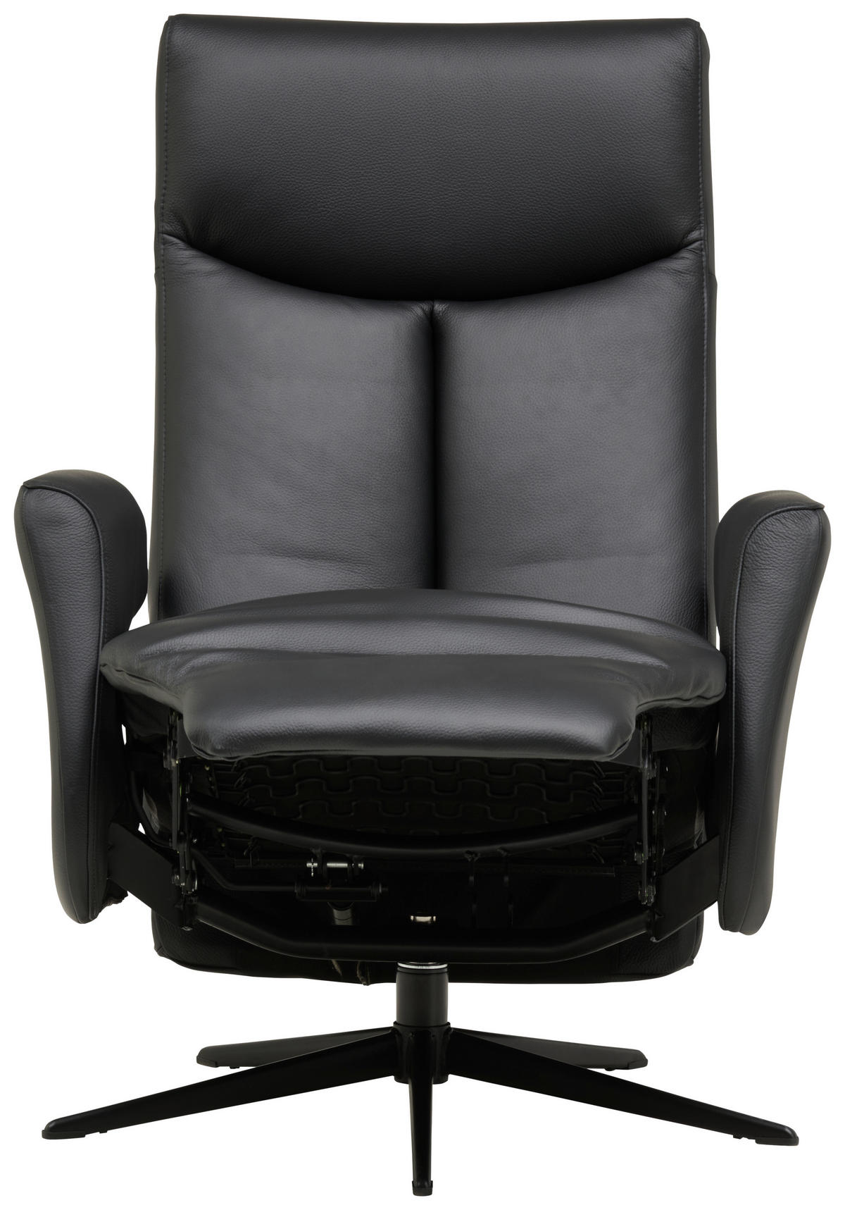 RELAXSESSEL in Leder Schwarz  - Schwarz, Design, Leder/Metall (74/105/82cm) - Welnova