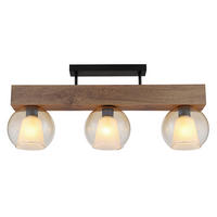 DECKENLEUCHTE    74/18/32,5 cm  - Klar/Dunkelbraun, Basics, Glas/Holzwerkstoff (74/18/32,5cm) - Globo