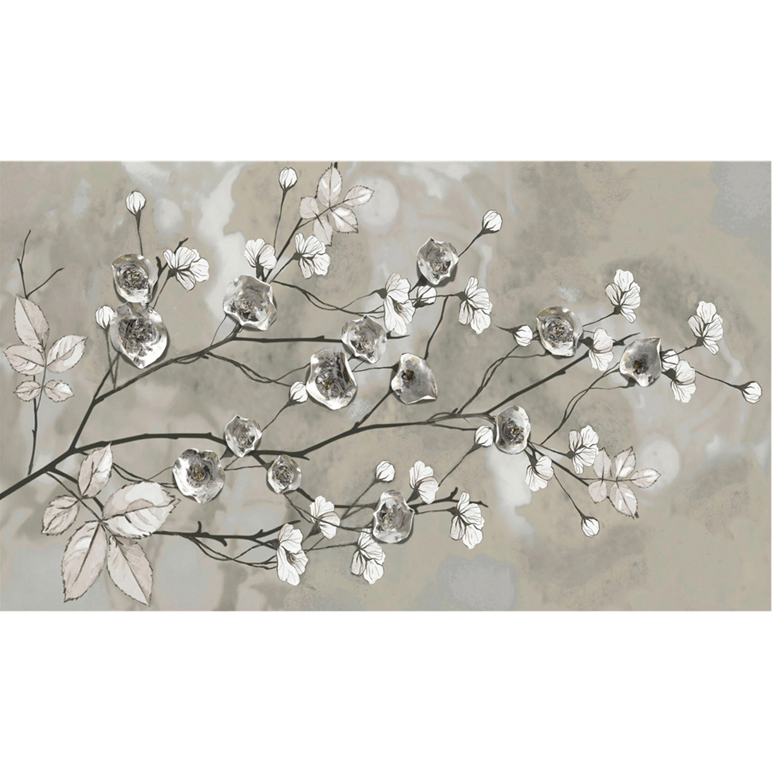 ÖLGEMÄLDE Blumen 120/70 cm  - Schwarz/Weiß, Trend, Holz/Textil (120/70cm) - Monee