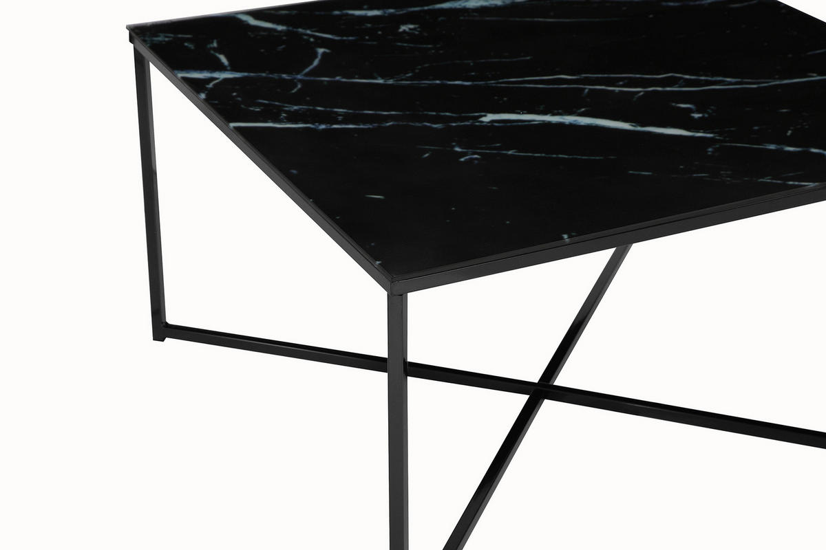 COUCHTISCH 80/80/45 cm quadratisch Schwarz  - Schwarz, Design, Glas/Metall (80/80/45cm) - Livetastic