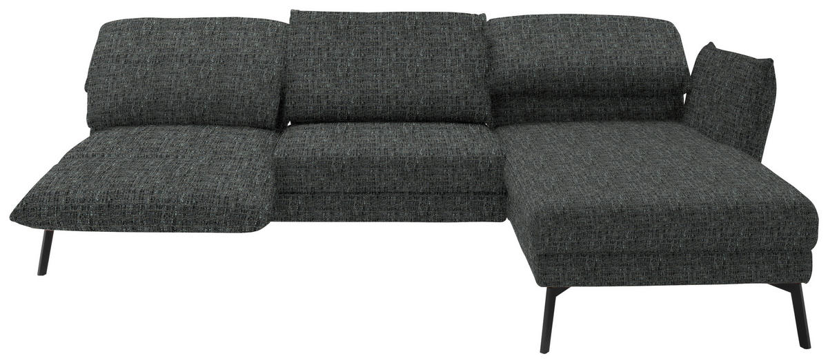 ECKSOFA in Flachgewebe Anthrazit  277/175 cm  - Anthrazit/Schwarz, Design, Textil/Metall (277/175cm) - Schöner Wohnen