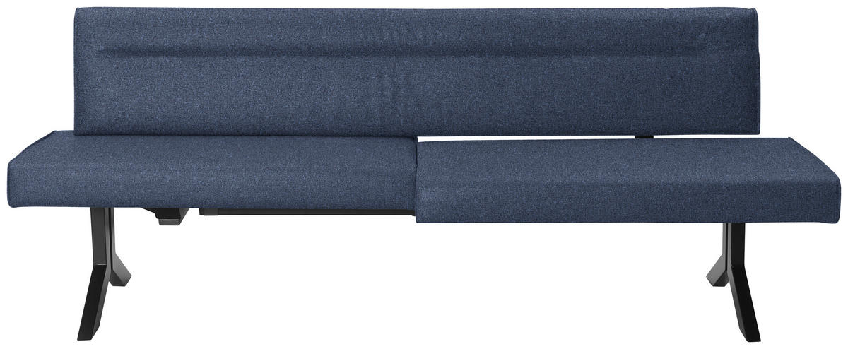 SITZBANK in Metall, Textil Dunkelblau  - Schwarz/Dunkelblau, Konventionell, Textil/Metall (220/87/70-86cm) - Moderano