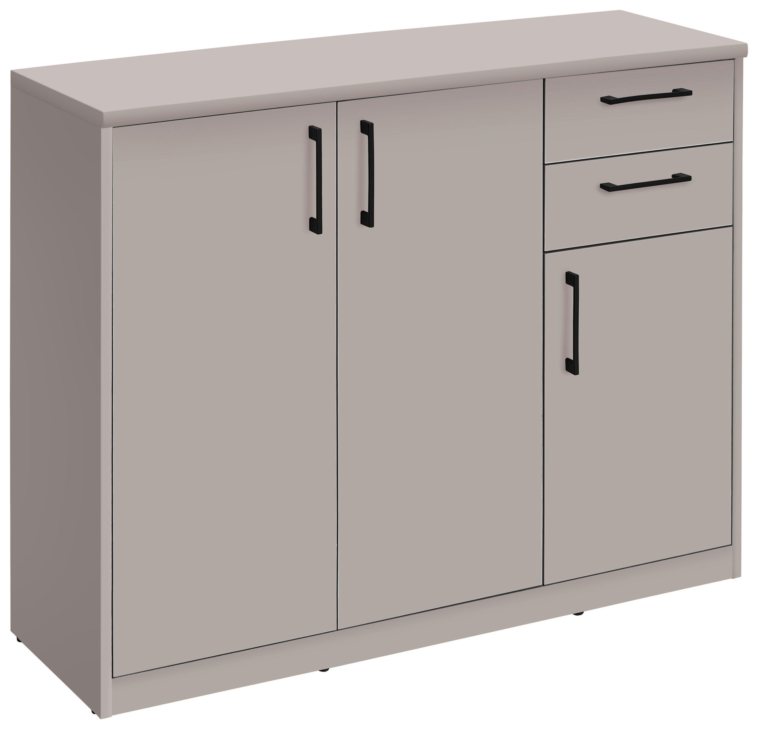 KOMMODE , 106/84/36 cm, 2 Schublade(n)  - Kaschmir/Schwarz, Basics, Holzwerkstoff/Kunststoff (106/84/36cm) - Xora