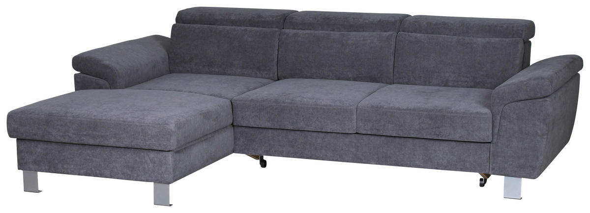 ECKSOFA in Webstoff Grau  - Silberfarben/Grau, Design, Textil/Metall (167/250cm) - Xora