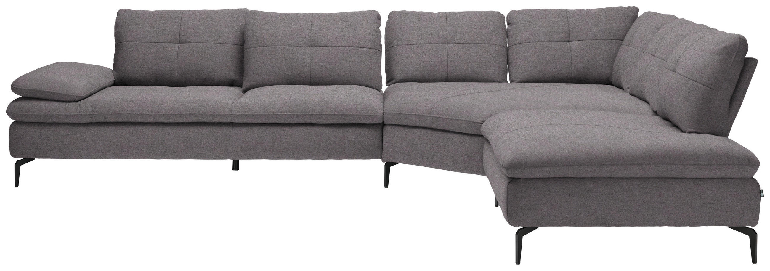 ECKSOFA in Flachgewebe Anthrazit  - Anthrazit/Schwarz, Design, Textil/Metall (344/271cm) - Chilliano