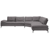ECKSOFA in Flachgewebe Anthrazit  - Anthrazit/Schwarz, Design, Textil/Metall (344/271cm) - Chilliano