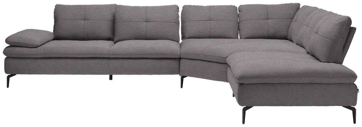 ECKSOFA in Flachgewebe Anthrazit  - Anthrazit/Schwarz, Design, Textil/Metall (344/271cm) - Chilliano