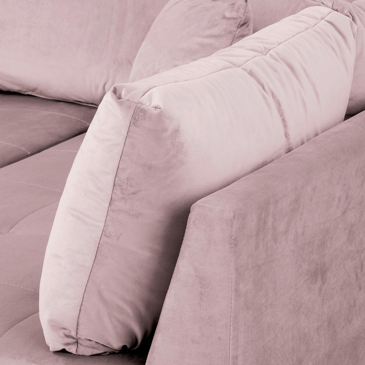 ECKSOFA Ariella in Samt Rosa  231/161 cm  - Naturfarben/Rosa, Design, Holz/Textil (231/161cm) - Livetastic