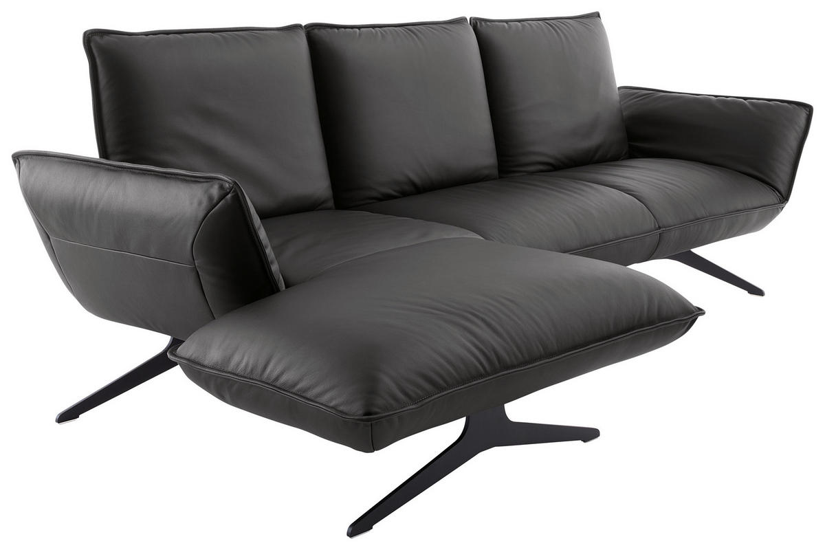 ECKSOFA Echtleder Anthrazit  - Anthrazit/Schwarz, Design, Leder/Metall (167/275cm) - Koinor