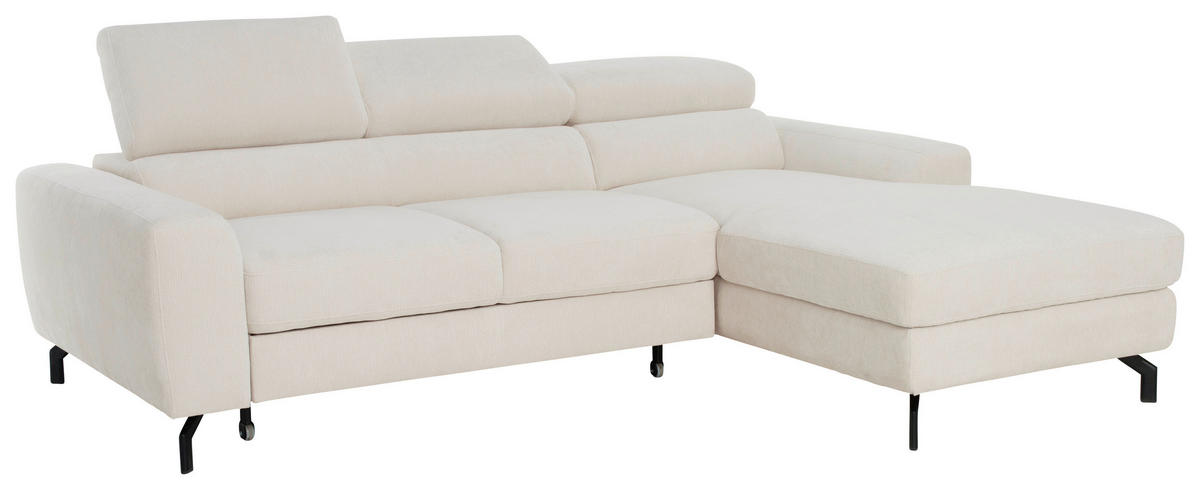 ECKSOFA Chenille Creme  - Creme/Schwarz, Design, Textil/Metall (226/177cm) - Livetastic