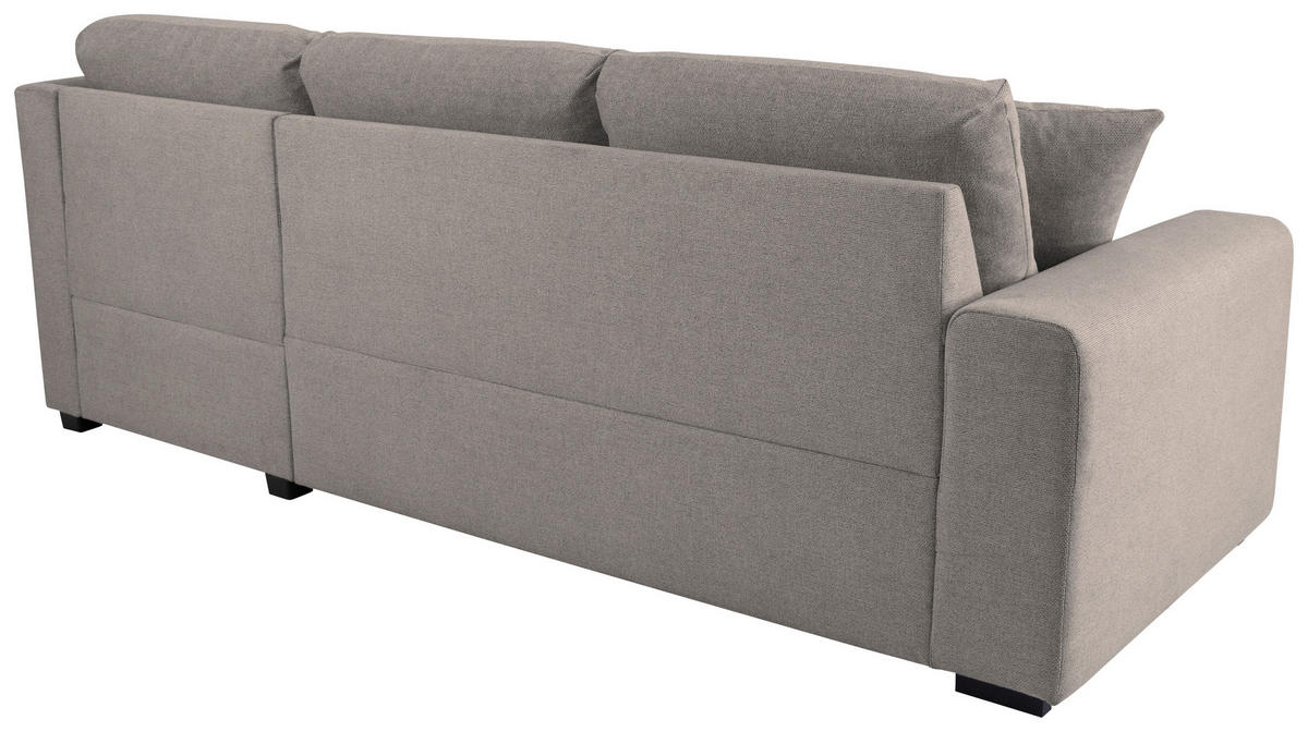 ECKSOFA LUKAS Graubraun Struktur Zierkissen, Bettkasten  - Graubraun, Trend, Textil (239/158cm) - P & B