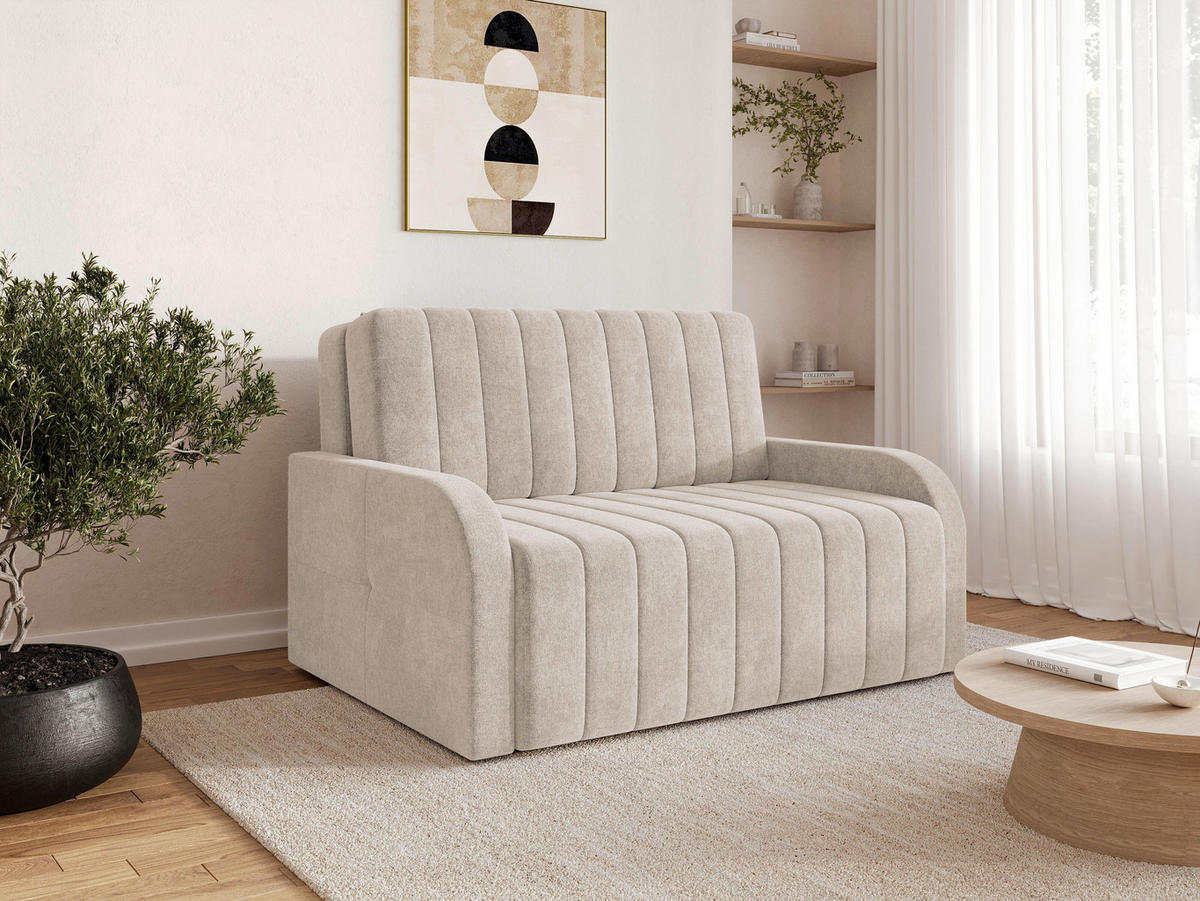 SCHLAFSOFA ALASKA 120 Taupe  inkl. Schlaffunktion, Stauraum  - Taupe/Schwarz, Design, Kunststoff/Textil (141/90/104cm) - MID.YOU