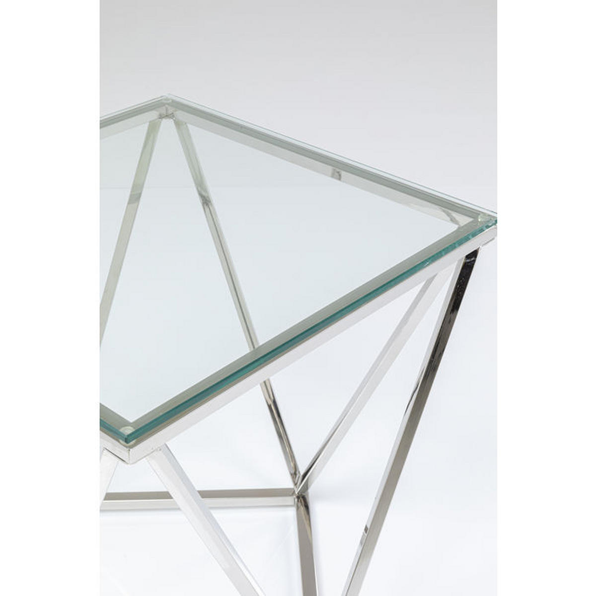 BEISTELLTISCH in Metall, Glas 50/50/55 cm  - Edelstahlfarben, Basics, Glas/Metall (50/50/55cm) - Kare-Design