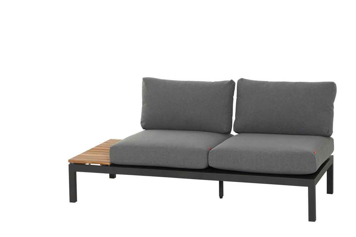 LOUNGEGARNITUR Teakholz massiv Aluminium  - Anthrazit/Grau, KONVENTIONELL, Holz/Textil (252/84/252cm) - Siena Garden