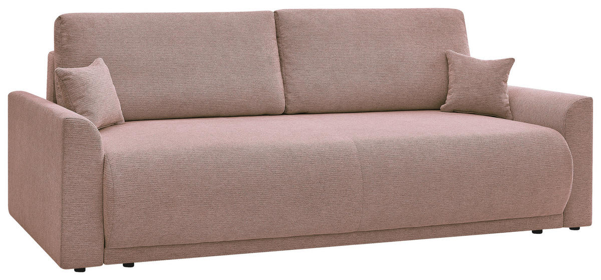 SCHLAFSOFA KIMMY Struktur Rosa  inkl. Zierkissen, Rückenkissen, Bettkasten  - Schwarz/Rosa, Design, Kunststoff/Textil (234/90/103cm) - P & B