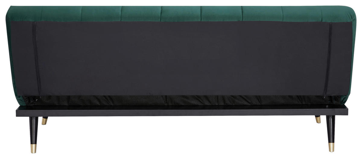 SCHLAFSOFA in Velours Grün  - Schwarz/Grün, MODERN, Holz/Textil (181/82/83cm) - MID.YOU
