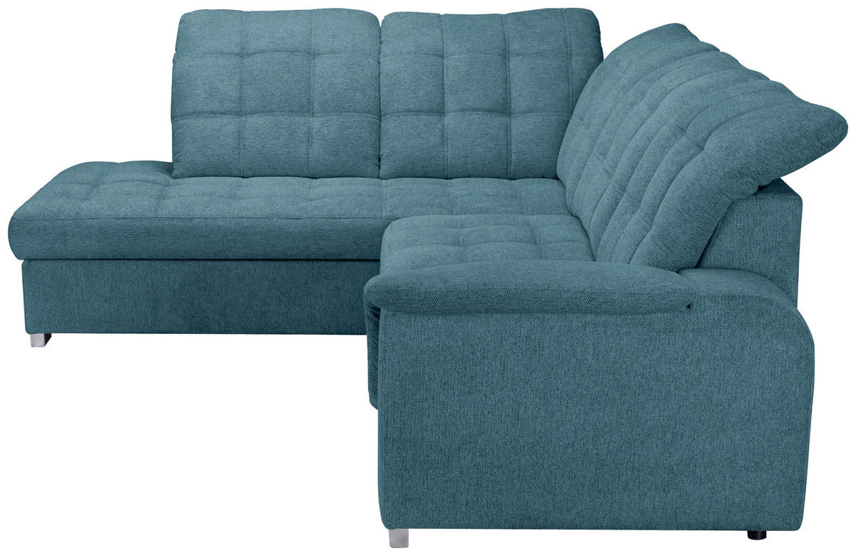 ECKSOFA Blau Chenille  - Chromfarben/Blau, KONVENTIONELL, Kunststoff/Textil (205/260cm) - Carryhome