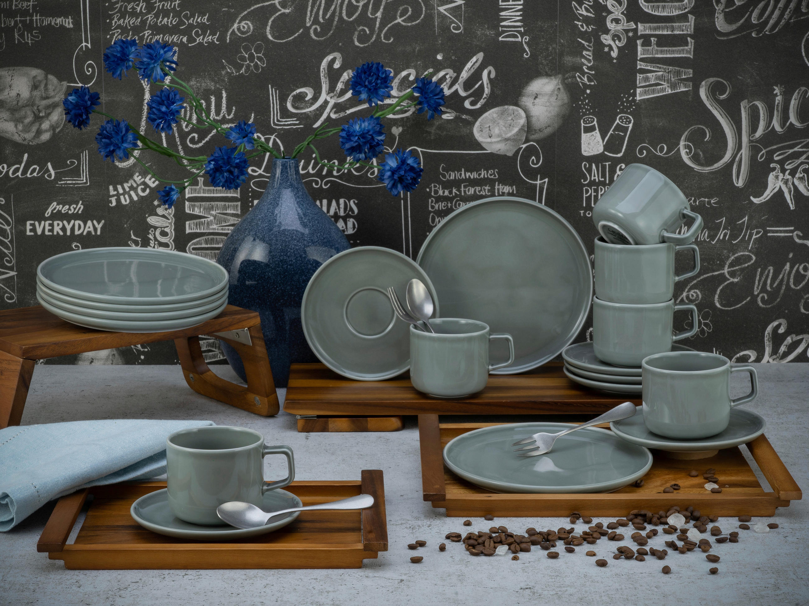 KAFFEESERVICE Grau 18-teilig  - Grau, Basics, Keramik (33/25/31cm) - Creatable