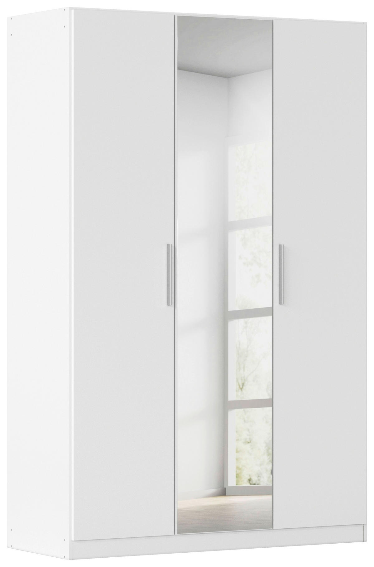 DREHTÜRENSCHRANK 135/210/54 cm,  in Weiß, 3-türig  - Alufarben/Weiß, KONVENTIONELL, Glas/Holzwerkstoff (135/210/54cm) - home24