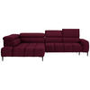 ECKSOFA Bordeaux Samt, Webstoff  - Bordeaux/Schwarz, Design, Textil/Metall (216/300cm) - Welnova