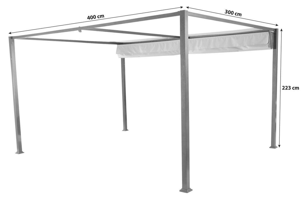 PAVILLON 400/223/300 cm Aluminium, Stahl  - Anthrazit/Hellgrau, KONVENTIONELL, Textil/Metall (400/223/300cm) - Siena Garden
