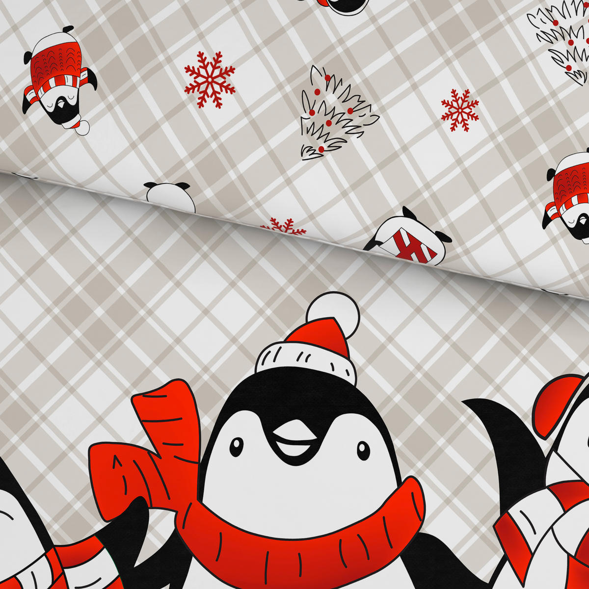 BETTWÄSCHESET 2-teilig Flanell 160/210 cm  - Rot/Grau, Textil (160/210cm) - X-Mas