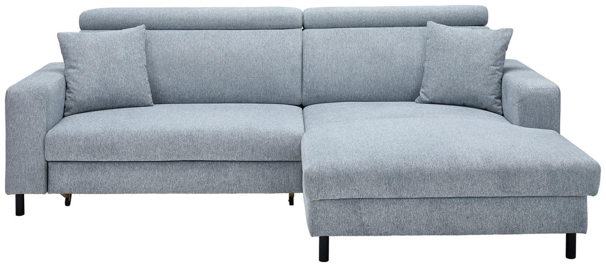 ECKSOFA in Flachgewebe Grau  - Schwarz/Grau, Design, Textil/Metall (262/166cm) - Livetastic