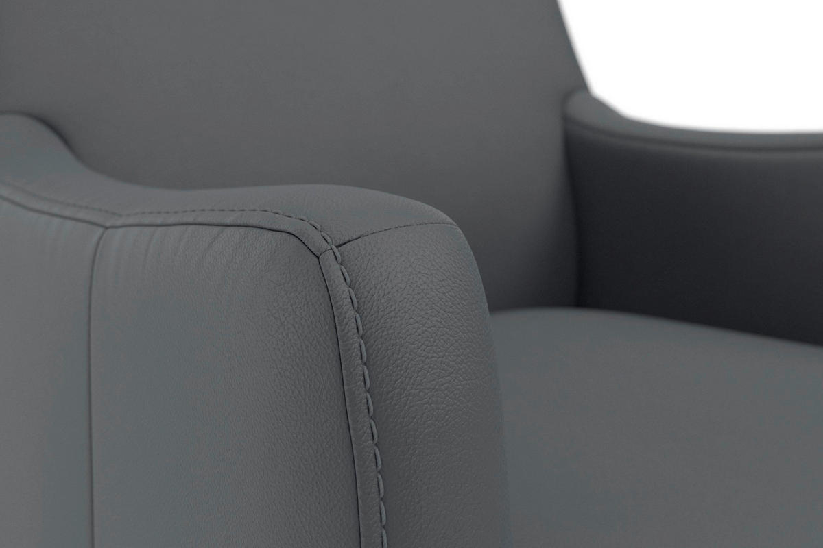 SESSEL in Echtleder Schwarz  - Eichefarben/Schwarz, Basics, Leder/Holz (70/93/75cm) - Sit & More