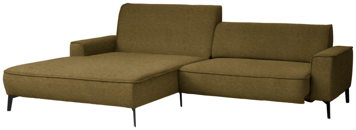 ECKSOFA in Flachgewebe Khaki  - Khaki/Schwarz, Design, Textil/Metall (190/285cm) - Johann Jakob