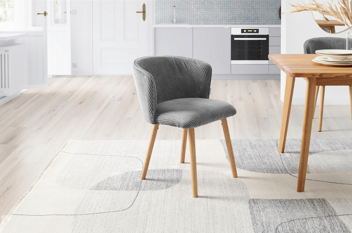STUHL Cord Grau, Naturfarben Buche massiv  - Naturfarben/Grau, LIFESTYLE, Holz/Textil (61/79/61cm) - MID.YOU