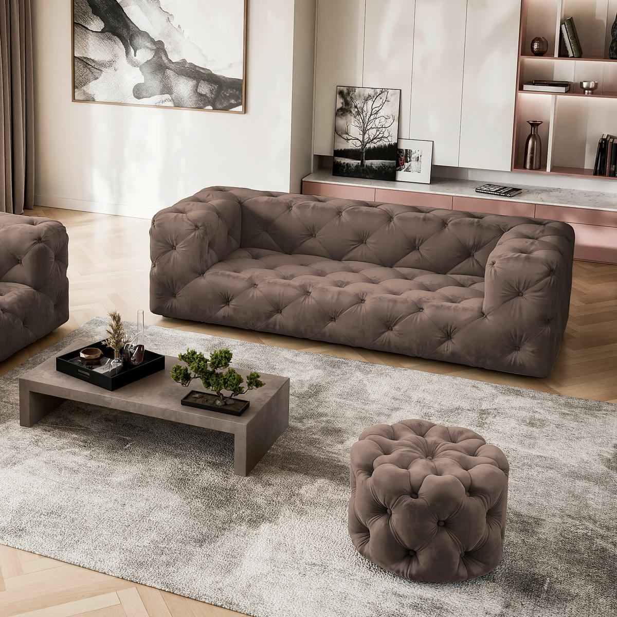 HOCKER in Textil Braun  - Schwarz/Braun, Design, Kunststoff/Textil (60/39/60cm) - P & B