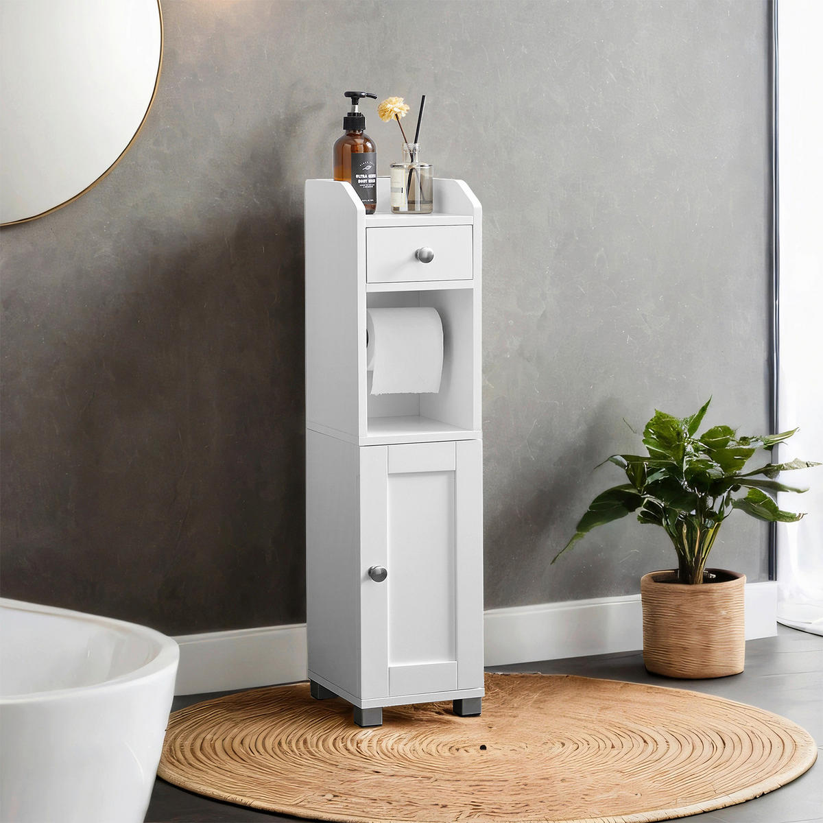 MIDISCHRANK 18/76,4/20 cm  - Zinkfarben/Weiß, MODERN, Holzwerkstoff/Metall (18/76,4/20cm) - MID.YOU