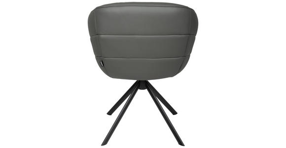 ARMLEHNSTUHL  in Eisen Echtleder pigmentiert  - Anthrazit/Schwarz, Design, Leder/Metall (62/82/64cm) - Belluti