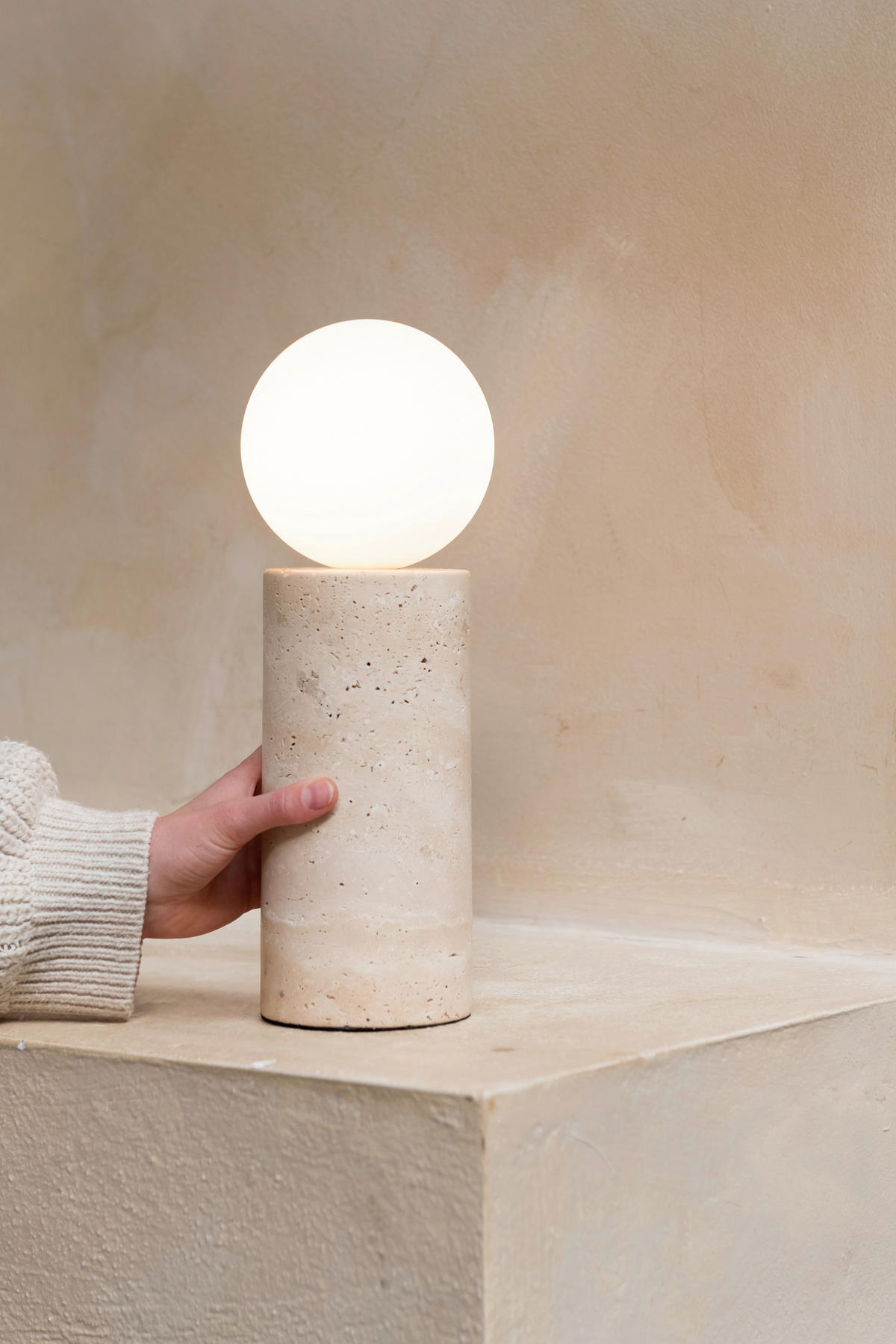 STOLNÍ LAMPA, nástěnný stmívač, G9, 12/33 cm  - bílá, Design, kámen/sklo (12/33cm) - It's about Romi