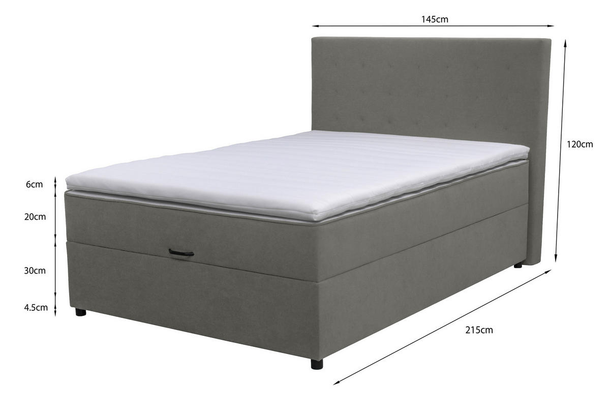 BOXBETT 100/200 cm  in Anthrazit  - Anthrazit/Schwarz, KONVENTIONELL, Kunststoff/Textil (100/200cm) - Moderano