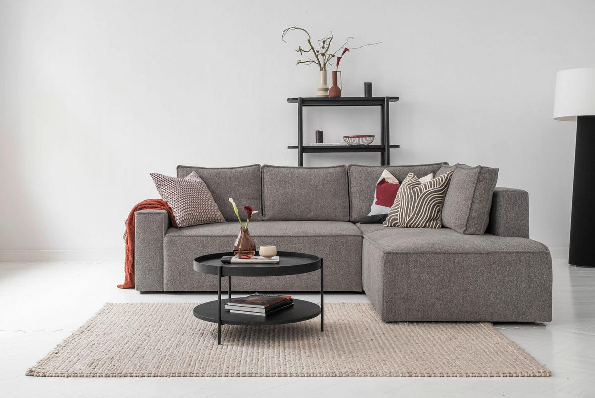 KUTNA GARNITURA tekstil  siva   - bijela/siva, Design, tekstil/plastika (247/194cm) - MID.YOU