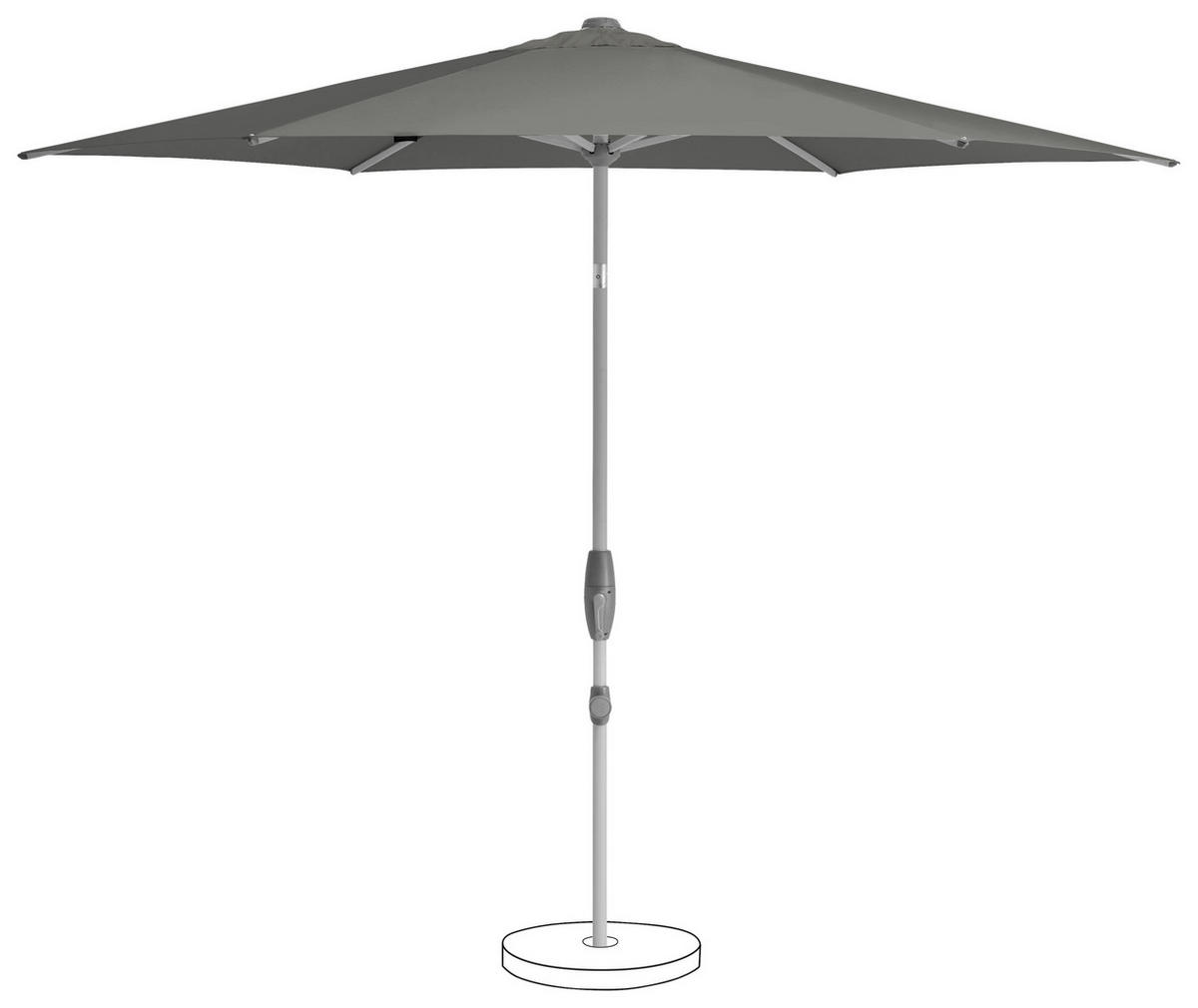 SONNENSCHIRM 330 cm Grau  - Silberfarben/Grau, KONVENTIONELL, Textil/Metall (330/330cm) - Suncomfort by Glatz