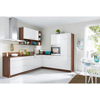ECKKÜCHE 245/275 cm  in Weiß, Nussbaumfarben  - Nussbaumfarben/Weiß, MODERN, Holzwerkstoff (245/275cm) - Welnova