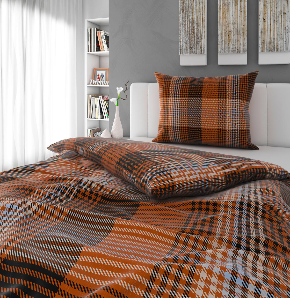 POVLEČENÍ, satén, tmavě modrá, koňaková, 140/200 cm - koňaková/tmavě modrá, Basics, textil (140/200cm) - Novel