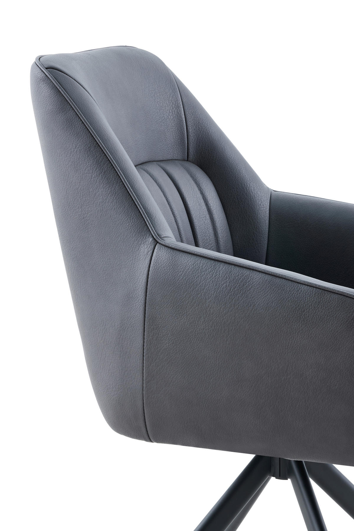 ARMLEHNSTUHL-SET 2 Stück erweiterbar, inklusive Armlehnen Lederlook  - Anthrazit/Schwarz, MODERN, Textil/Metall (62/92/67cm) - MID.YOU