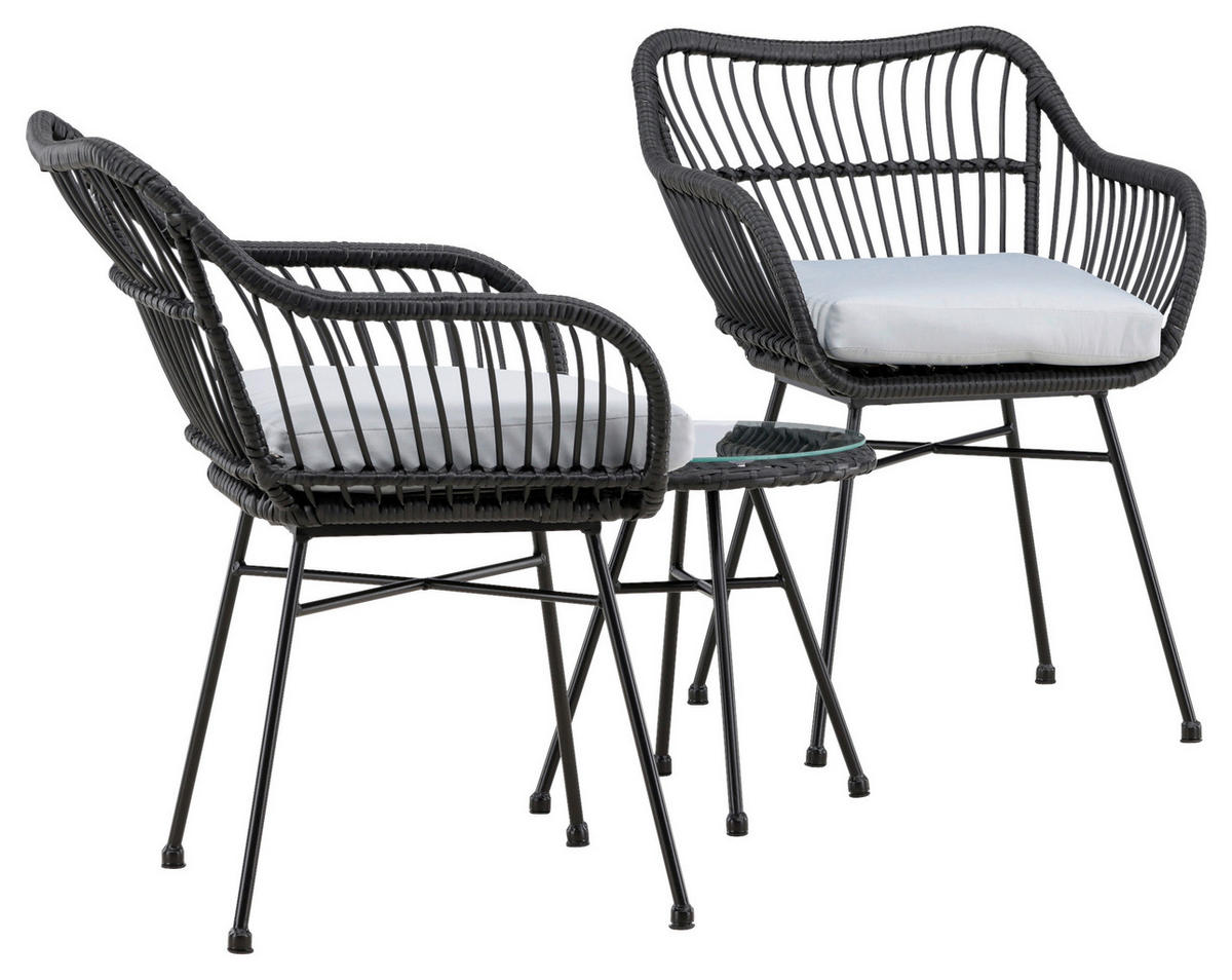 CAFÉSET metall, plast  - svart, Klassisk, metall/plast - Gardenson