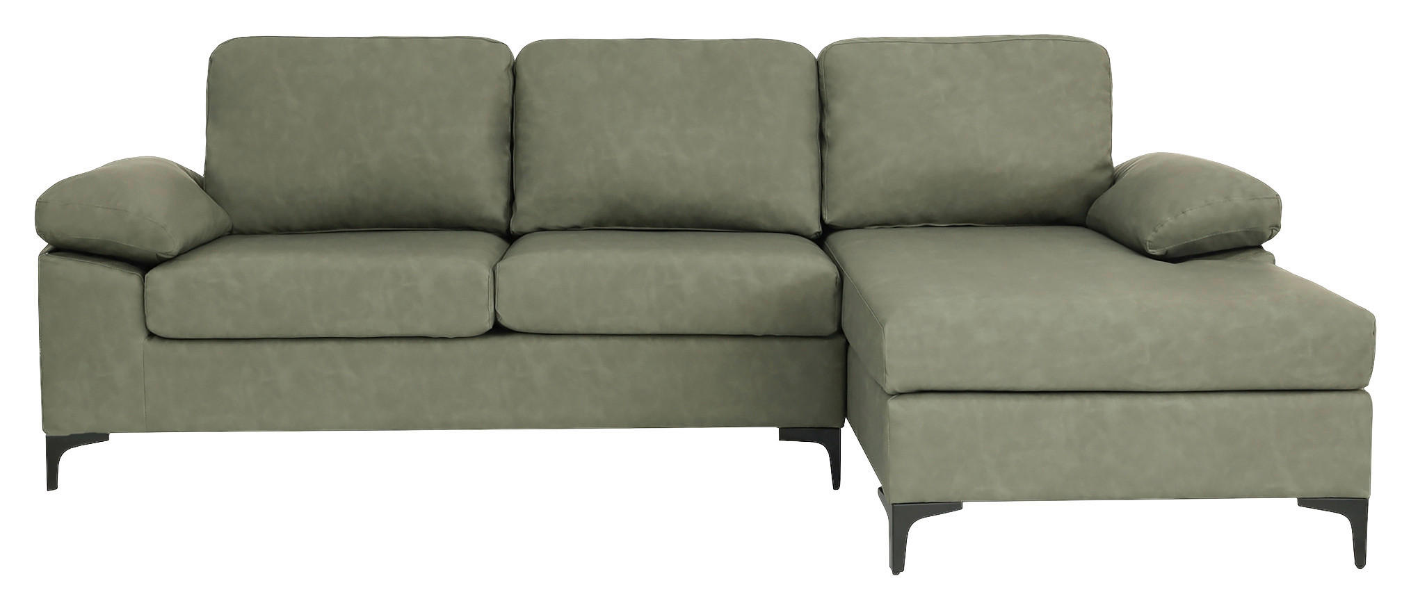 ECKSOFA in Lederlook Grün  262/135 cm  - Schwarz/Grün, KONVENTIONELL, Kunststoff/Textil (262/135cm) - MID.YOU