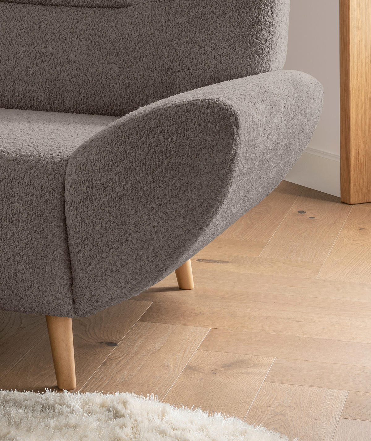 SESSEL in Bouclé Taupe  - Taupe/Wildeiche, KONVENTIONELL, Holz/Textil (111/81/90cm) - MID.YOU